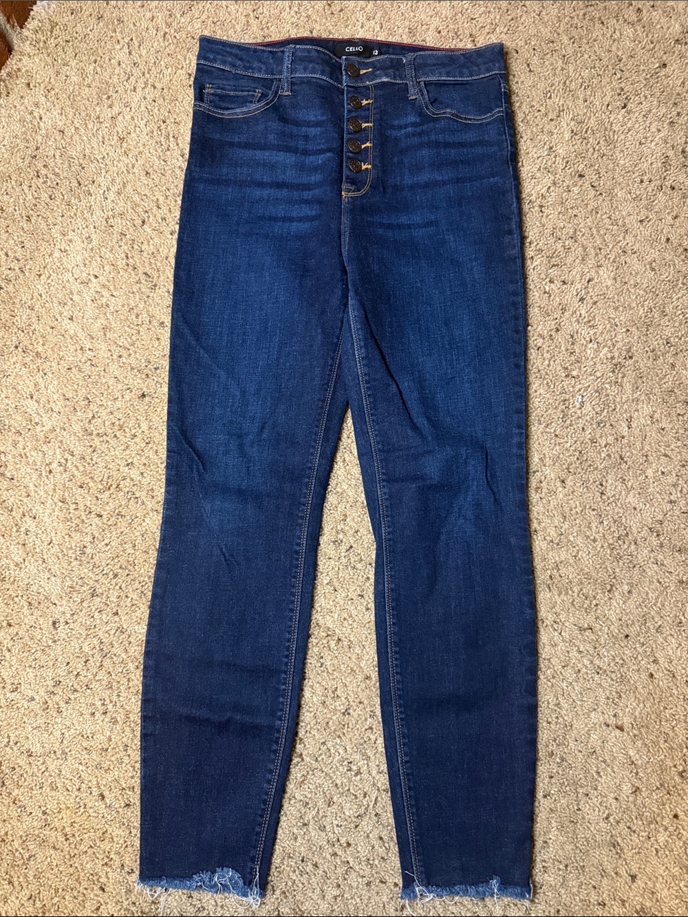 Cello Dark Indigo High-Rise Skinny Jeans with Button-Fly